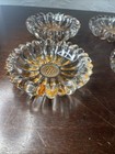 Hazel-atlas Daisy Or Sunflower Ashtrays Vintage Glass Dishes Mid Century Modern