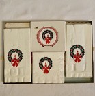 Vintage Mcm Christmas Hostess Paper Placemats Napkins And Coasters 32pc Box Set