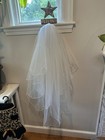 Wedding Veil With Pearls 2 Tier Elbow Length White