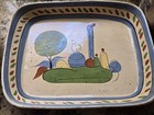 Vintage 1940s Mexican Stacking Tlaquepaque Rectangular Trays  Hand Painted  