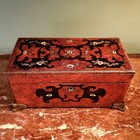 Antique French Amboyna Wood Boulle Tea Caddy C 1850
