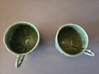 Senegal Fine China Green Cabbage Leaf Cup Saucer Expresso Demitasse 2 Sets 