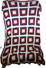 Vintage Handmade Crochet Throw Blanket Granny Afghan Square Blue White Red 42x70