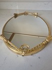 Vintage Mcm Hollywood Regency Oval Gold Mirror Vanity Tray  tassels  14 5 x 10 