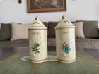 Vintage Lenox Spice Garden Bay Leaf   Chive Porcelain Spice Jars  2 Spice Jars 