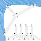 4 Bed Sheet Fasteners Adjustable Elastic Suspenders Straps Mattress Covers Clips