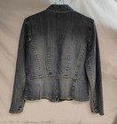 Talbots Denim Jacket Size 12 Stretch Military Style Peplum Button Front Chic