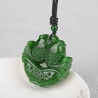 1 8  Chinese Natural Green Jade Double Carp Pendant Necklace Hand-carved Jewelry