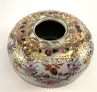 Vintage Hair Receiver Hand Painted Porcelain Raised Gold Details Round 3 Footed