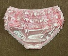 Pink Satin Sissy Ruffle Rhumba Lace Trim Brief Panties Large