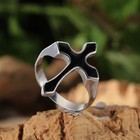 Vintage Mens Silver Black Enamel Cross Ring Gothic Biker Punk Stainless Steel
