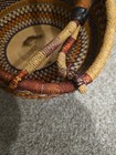  Large 17     Woven African Bolga Ghana Market Basket Leather Handle Vintage 