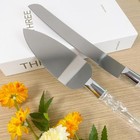 Elegant Cake Knife And Server Set Stainless Steel With Crystal Handle - Perfe   