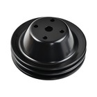 For Sbc Chevy 350 Double Groove Black Steel Long Water Pump   Crankshaft Pulley