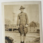 Rppc Wwi Era Us Army Soldier Standing On Log Antique Photo Postcard Military
