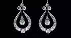 Vintage Art Deco Style 2ct Lab Created Drop dangle 14k White Gold Fn Earrings