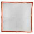Mens White Linen Handkerchief Pocket Square Burnt Orange Wider Border Hanky 13 