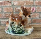 Vintage 1950 s Doe   Fawn Deer Ceramic Planter Hand Decorated Shafford Mcm