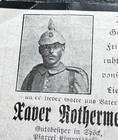Ww1 German Imperial Army Death Card Xaver Rothermel Rir2 Kia Arras 1916
