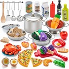 Pretend Play Accessories - 52pc Kids Kitchen Playset With Play Food  Stainles   