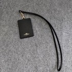 Coach Crossgrain Leather Id Lanyard Badge Holder Card Case - Black gold F57311