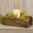 New Primitive Antique Rustic Farmhouse Wooden Brick Mold Candle Box With Handles