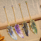 Feather-shaped Metal Bookmarks With Chain  4-pack Vintage-inspired Book Marks Se