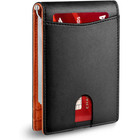 Men Rfid Leather Ultra-thin Wallet Front Pocket Id Card Holder Purse Certificate