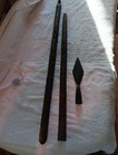 Antique 19th C Hand Forged Tribal Spear Head Iron War Weapon 2 Piece Pole