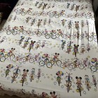Disney Mickey Mouse Bicycling Twin Bed Flat Sheet Bike Goofy Minnie Donald Daisy