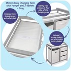 Diaper Changing Table With 3 Drawers  Safety Belt   Laundry Hamper - Gray White
