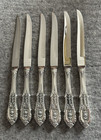 Rose Point By Wallace Sterling Steak Knives-set Of 6-bevel Blade-8-3 4 