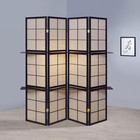 Iggy 70-inch Solid Wood Folding Shoji Screen Room Divider With Shelves - Cappucc