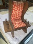 Vintage Wooden Rocking Chair Pincushion  Thread   Scissor Holder Handmade