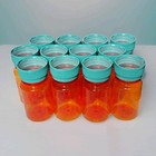 Pharmacy Pill Bottles Amber W  Aqua Tops - Empty   Clean Lot Of 12 Cl