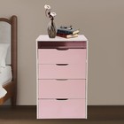 Pink Makeup Vanity Desk Set With Mirror   Stool   3 Drawer  3-in-1 Bedside Table