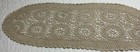 Vintage Hand Crocheted Dresser Scarf  Beige  Flower Design  Cotton