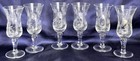 Vtg Etched Floral Cordial Stemmed Glasses 4 75  Tall Set Of 5  1 Free 