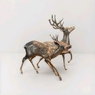 Vintage Pair Of Large Spotted Solid Brass Deer Statues  By Gatco  Made In Korea