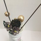 Vintage 6 Antique Hat Pins Beaded Flowers Hatpin Holder Lot Roses Read