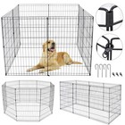 Puppy Pet Playpen 36  Panels 8 Panel Indoor Outdoor Metal Kennel Dog Fence Cage
