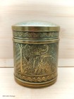 Brass Engraved Indian asian Vintage antique Trinket jewellery Box-with Swastika