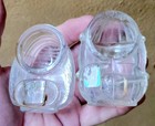 2  Vintage Deco Glass Bird Cage Water seed Feeder Clear Glass Cups Ornate