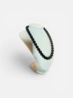 Black Onyx Round Beaded Necklace  Silver Barrel Clasp Ball bead Chain