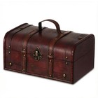 Large Wooden Treasure Chest Keepsake Box - Decorative Memory Trunk   Lock Box Fo