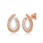 Sterling Silver Teardrop Cz Earrings Open Drop Pave Crystal Women s Earrings
