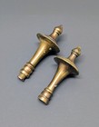 Vintage Pair Solid Brass Lamp 4  Finials Patina Hand Turned Set Of Two Antique