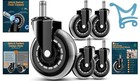 Office Chair Wheels Rubber 3 Inch Casters Heavy-duty Silent Swivel For All Fl   