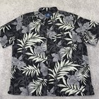 Caribbean Joe Men   s 2xl Silk Hawaiian Shirt Button Up Tropical Floral Black Mint