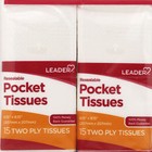 Leader Two Ply Pocket Tissues Soft Absorbent Resealable Travel Pack 8 Count